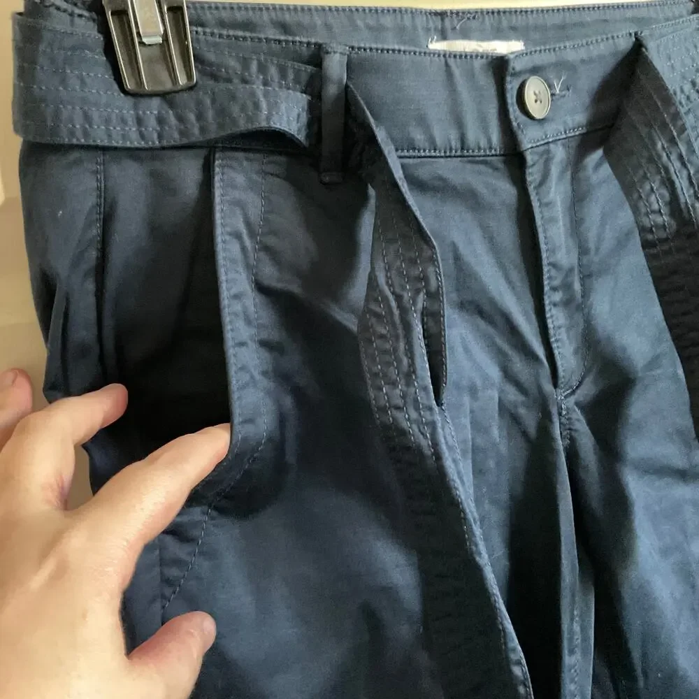 LOFT Navy Blue Ankle Length Casual Pants with Belt -‎ Size 2 - NEW
